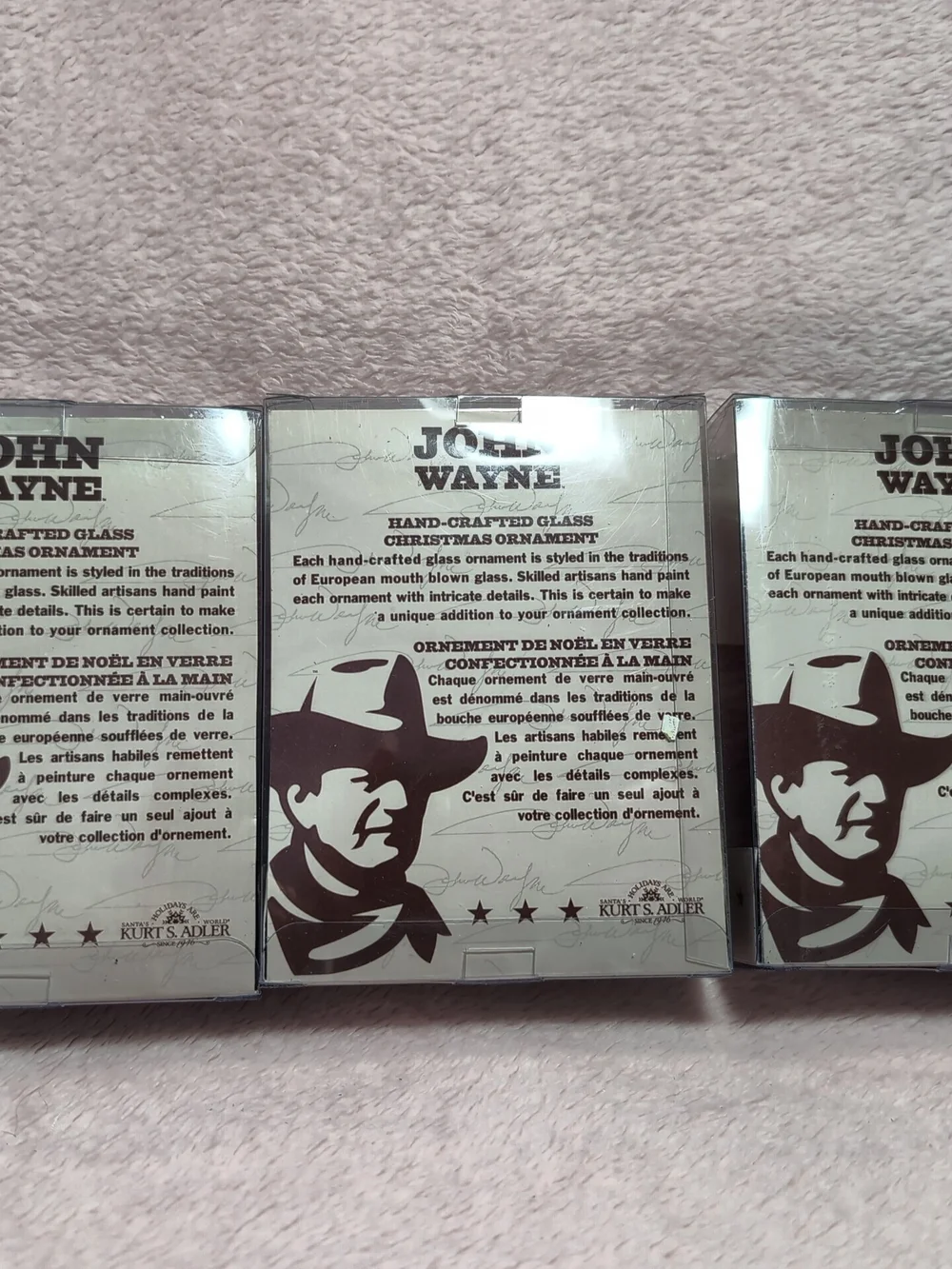 John Wayne Hand-Crafted Glass Christmas Ornament - Red Accent